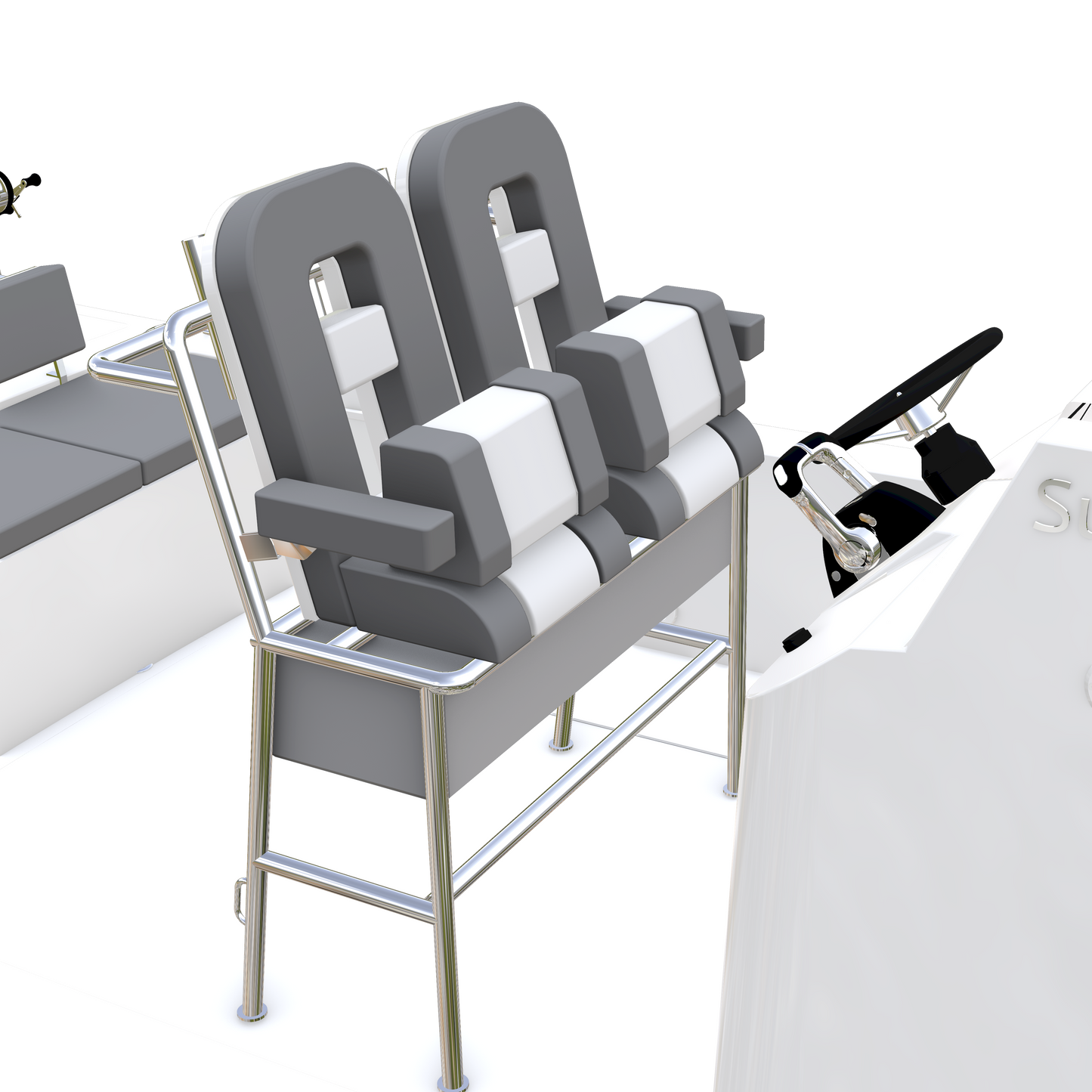 Large Fiberglass Pilot Helm Leaning Post Seats